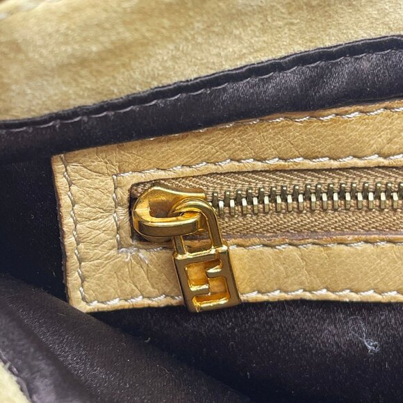 Authentic FENDI Mamma Zucca Baguette Pouch Tan Beige Flap Bag Purse Shoulder - Picture 9 of 11